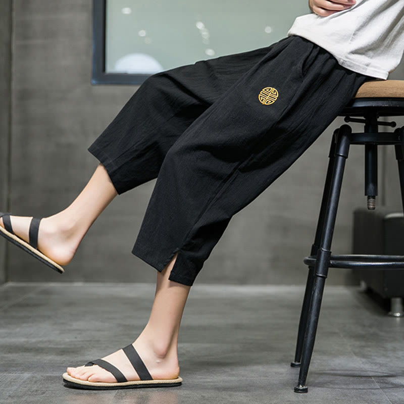 Buddha Stones Sommer Herren Cropped Hose mit Kordelzug und Taschen - image 16