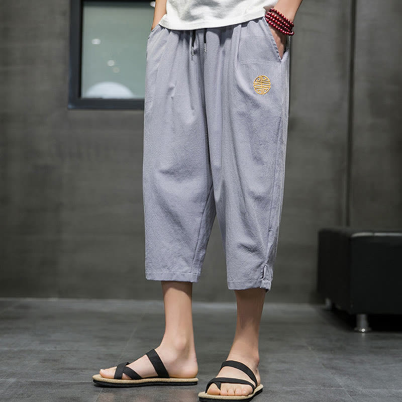 Buddha Stones Sommer Herren Cropped Hose mit Kordelzug und Taschen - image 21