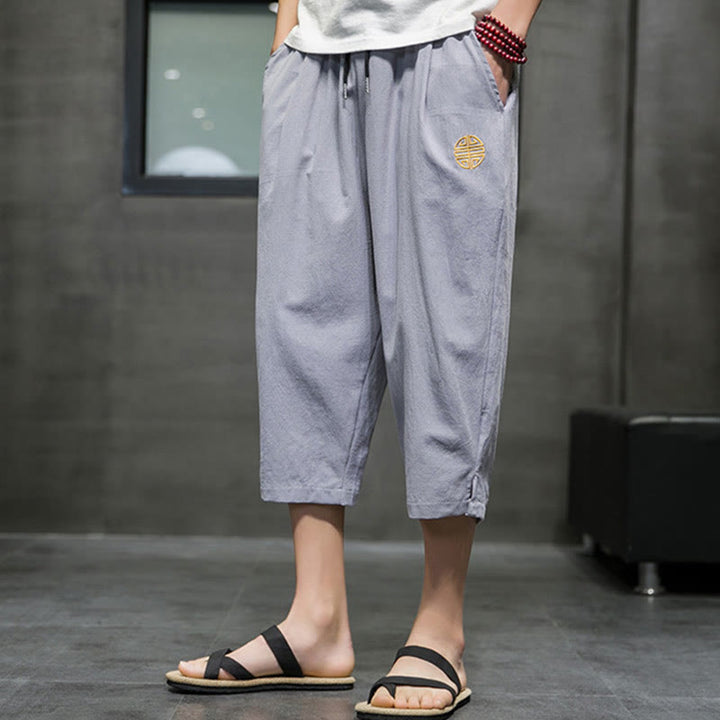 Buddha Stones Sommer Herren Cropped Hose mit Kordelzug und Taschen - image 21