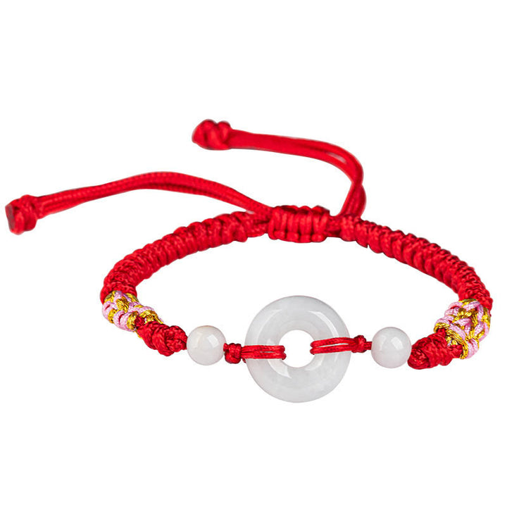 Buddha Stones Jade Glück Fülle Rotes Schnurarmband