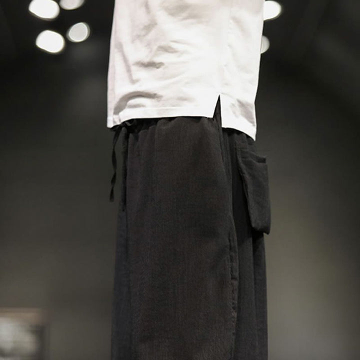 Buddha Stones Sommer-Herrenhose, einfarbig, knöchellang mit Taschen - image 31