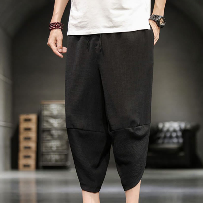Buddha Stones Sommer-Herrenhose, einfarbig, knöchellang mit Taschen - image 28