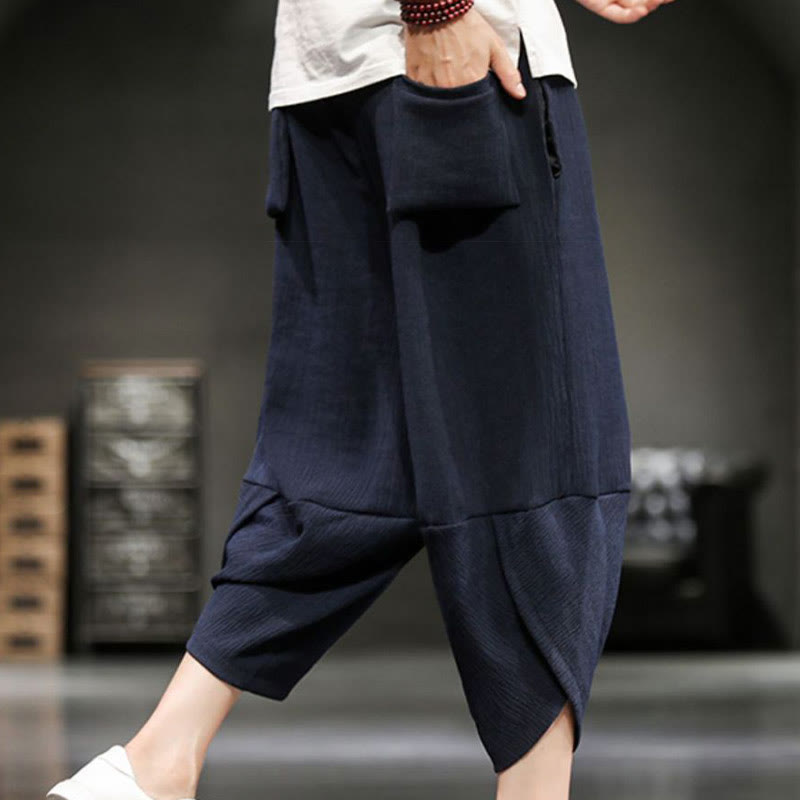 Buddha Stones Sommer-Herrenhose, einfarbig, knöchellang mit Taschen - image 17