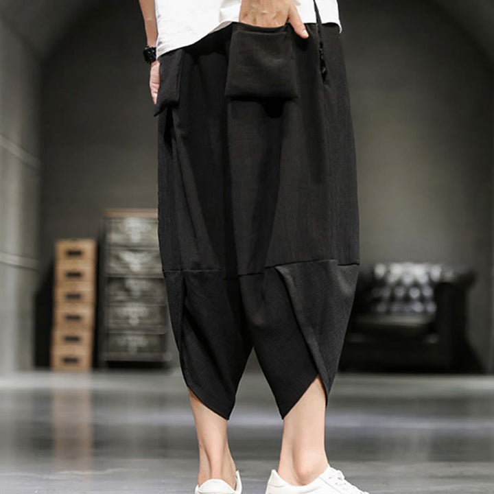 Buddha Stones Sommer-Herrenhose, einfarbig, knöchellang mit Taschen - image 25