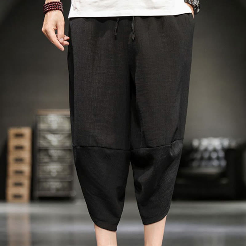 Buddha Stones Sommer-Herrenhose, einfarbig, knöchellang mit Taschen - image 29