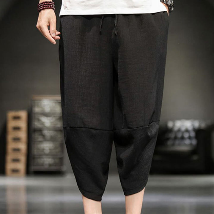 Buddha Stones Sommer-Herrenhose, einfarbig, knöchellang mit Taschen - image 29