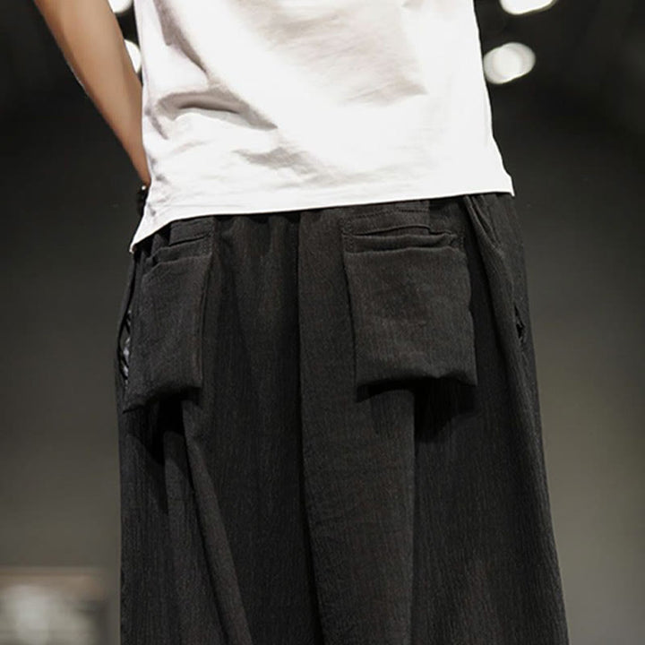 Buddha Stones Sommer-Herrenhose, einfarbig, knöchellang mit Taschen - image 33