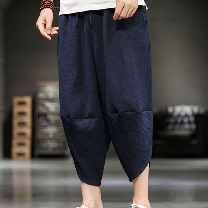 Buddha Stones Sommer-Herrenhose, einfarbig, knöchellang mit Taschen - image 20