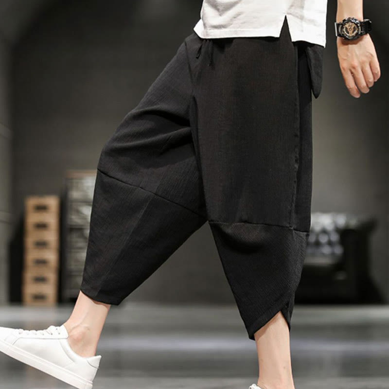 Buddha Stones Sommer-Herrenhose, einfarbig, knöchellang mit Taschen - image 30