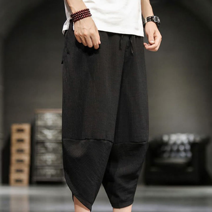 Buddha Stones Sommer-Herrenhose, einfarbig, knöchellang mit Taschen - image 24