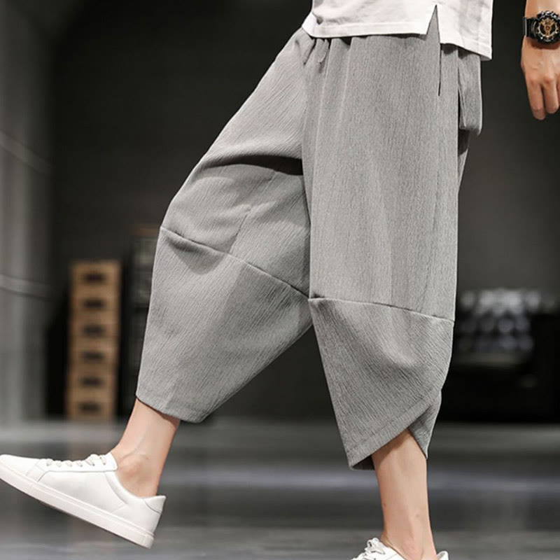 Buddha Stones Sommer-Herrenhose, einfarbig, knöchellang mit Taschen - Hellgrau - US/UK/AU46, EU56 (5XL) - image 0