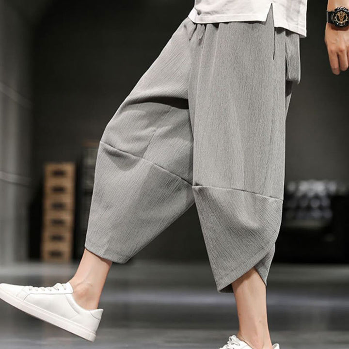 Buddha Stones Sommer-Herrenhose, einfarbig, knöchellang mit Taschen - Hellgrau - US/UK/AU46, EU56 (5XL) - image 0