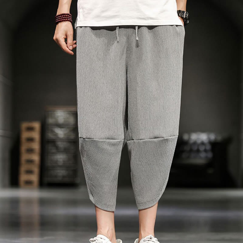 Buddha Stones Sommer-Herrenhose, einfarbig, knöchellang mit Taschen - image 8
