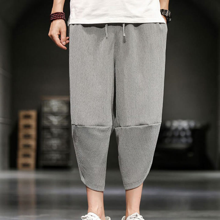 Buddha Stones Sommer-Herrenhose, einfarbig, knöchellang mit Taschen - image 8