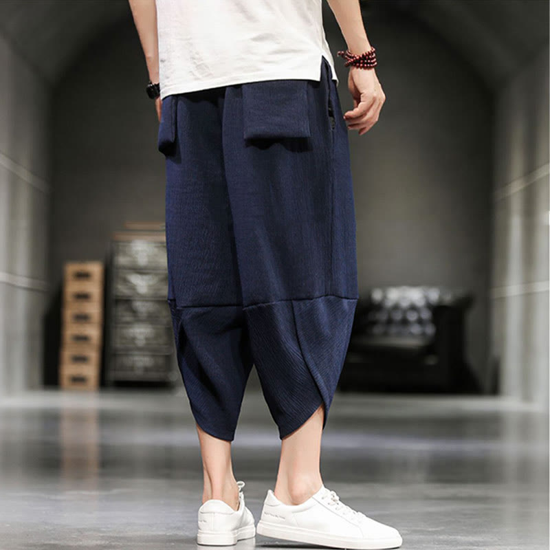 Buddha Stones Sommer-Herrenhose, einfarbig, knöchellang mit Taschen - image 18