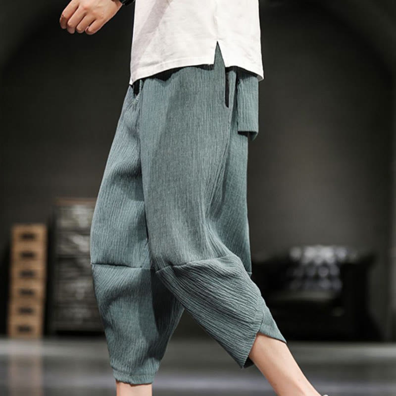 Buddha Stones Sommer Solide Herren Baumwoll-Leinen-Kurzhosen Mit Taschen - Dunkelmeergrün - US/ UK/AU46, EU56 (5XL)  - image 9