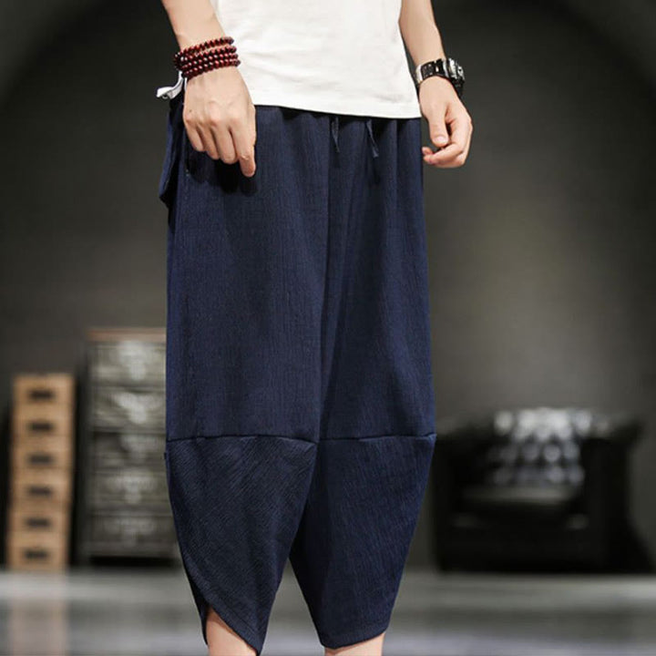 Buddha Stones Sommer-Herrenhose, einfarbig, knöchellang mit Taschen - image 22