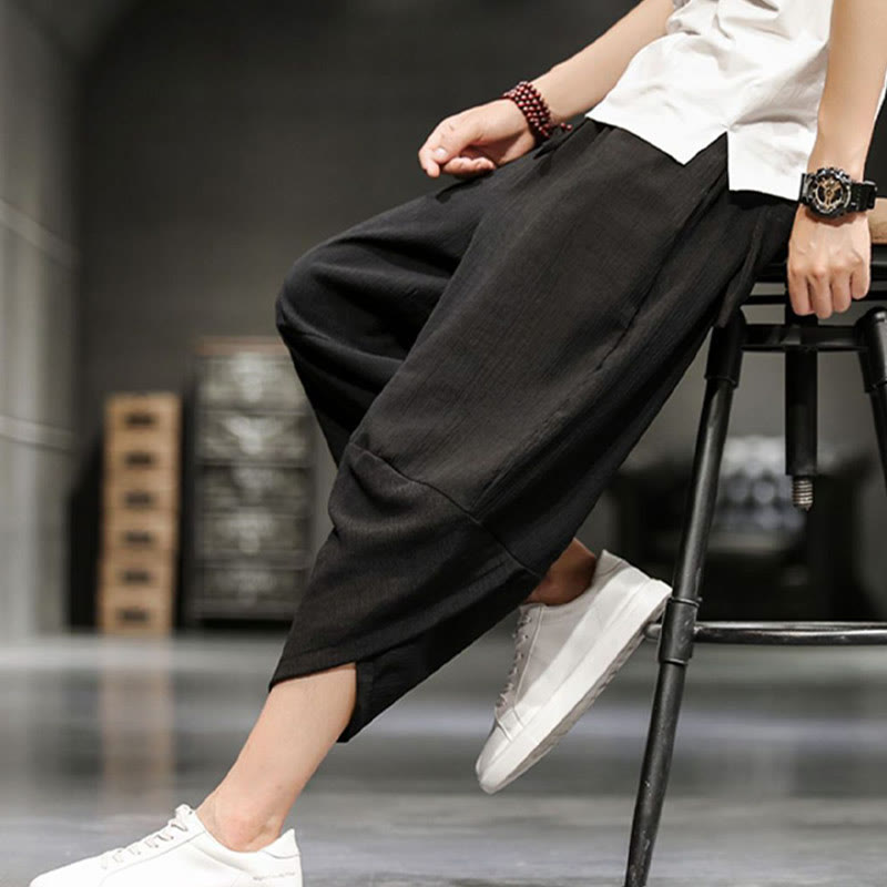 Buddha Stones Sommer-Herrenhose, einfarbig, knöchellang mit Taschen - image 27