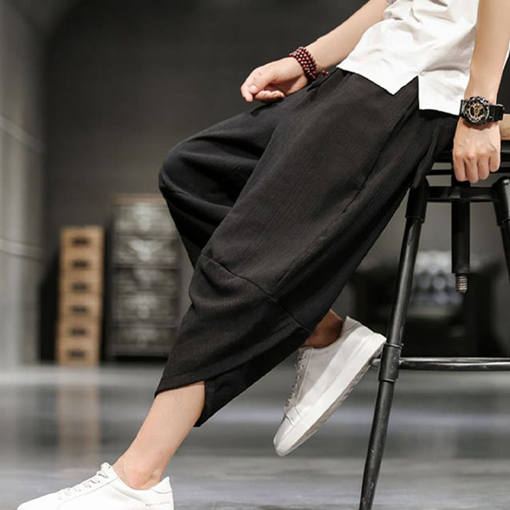 Buddha Stones Sommer-Herrenhose, einfarbig, knöchellang mit Taschen - image 27