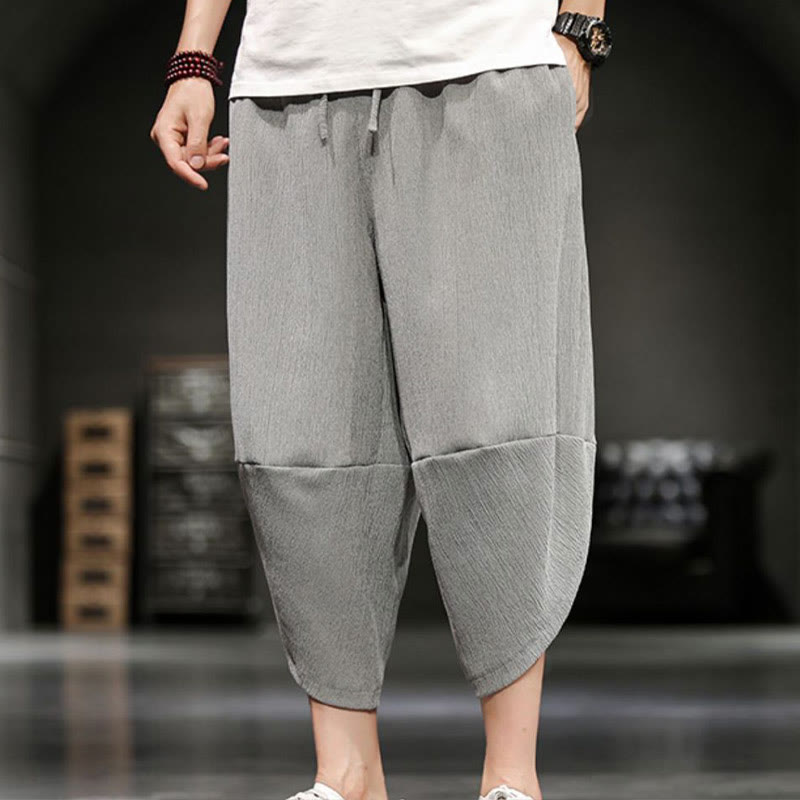 Buddha Stones Sommer-Herrenhose, einfarbig, knöchellang mit Taschen - image 7