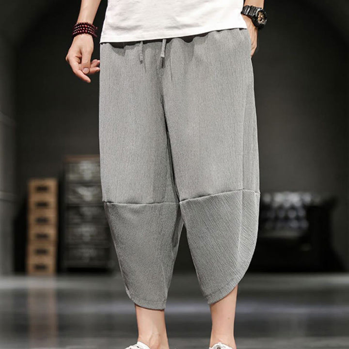 Buddha Stones Sommer-Herrenhose, einfarbig, knöchellang mit Taschen - image 7
