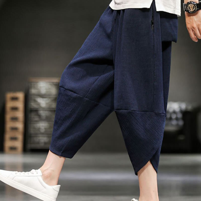 Buddha Stones Sommer-Herrenhose, einfarbig, knöchellang mit Taschen - image 21