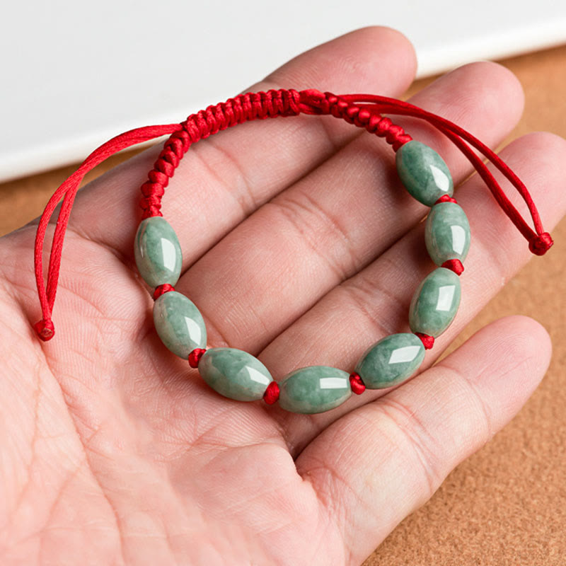 Buddha Stones Jade Glück Roter Schnur-Armband