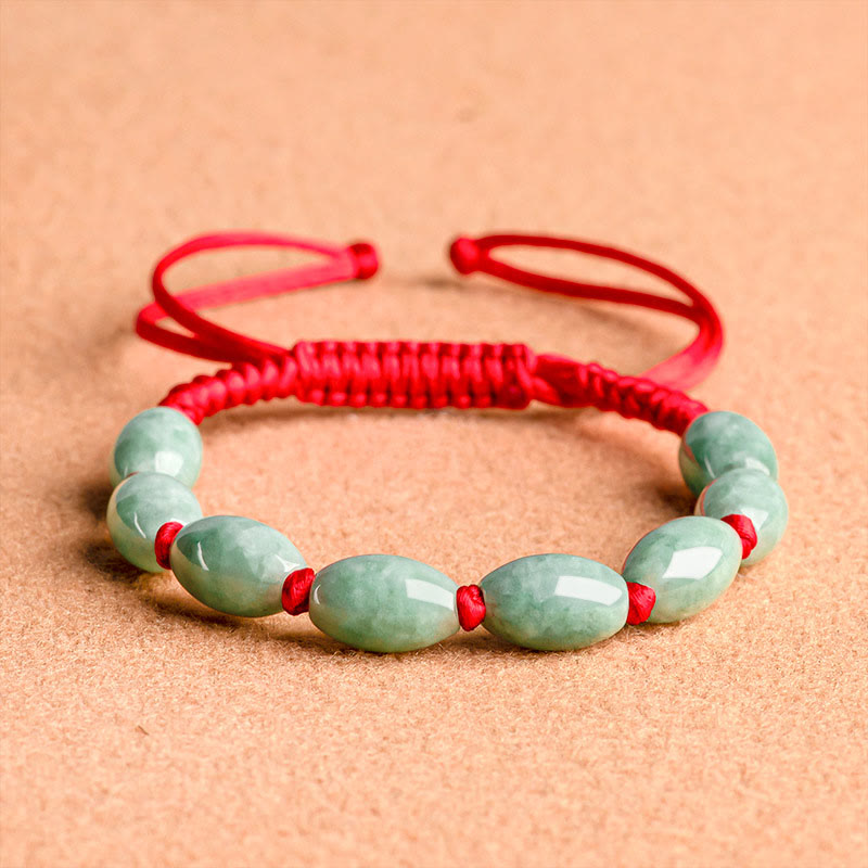 Buddha Stones Jade Glück Roter Schnur-Armband