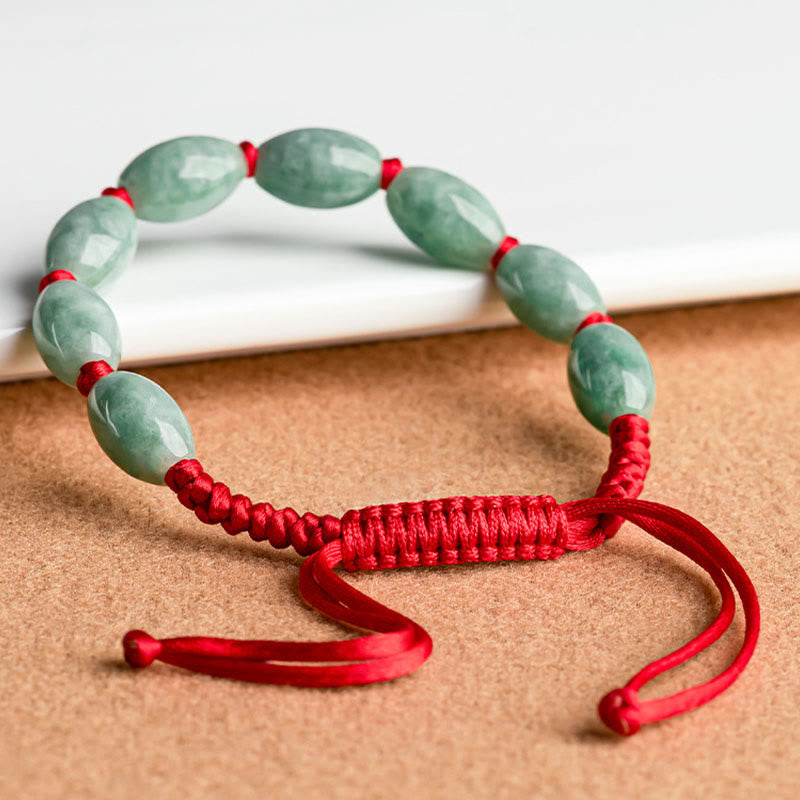 Buddha Stones Jade Glück Roter Schnur-Armband