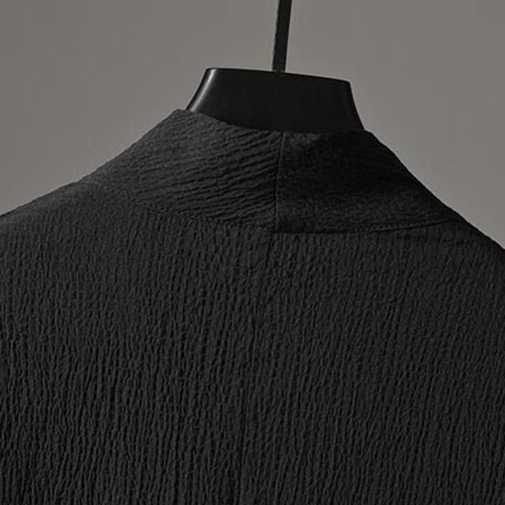 Buddha Stones Unifarbener V-Ausschnitt Dreiviertelarm Shirt Freizeit Hose Bekleidung Herren Set - image 13