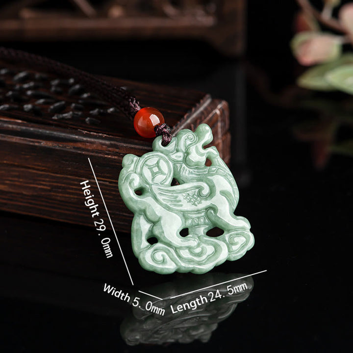 Buddha Stones Jade PiXiu Wohlstand Glück Strang Halskette Anhänger - image 3