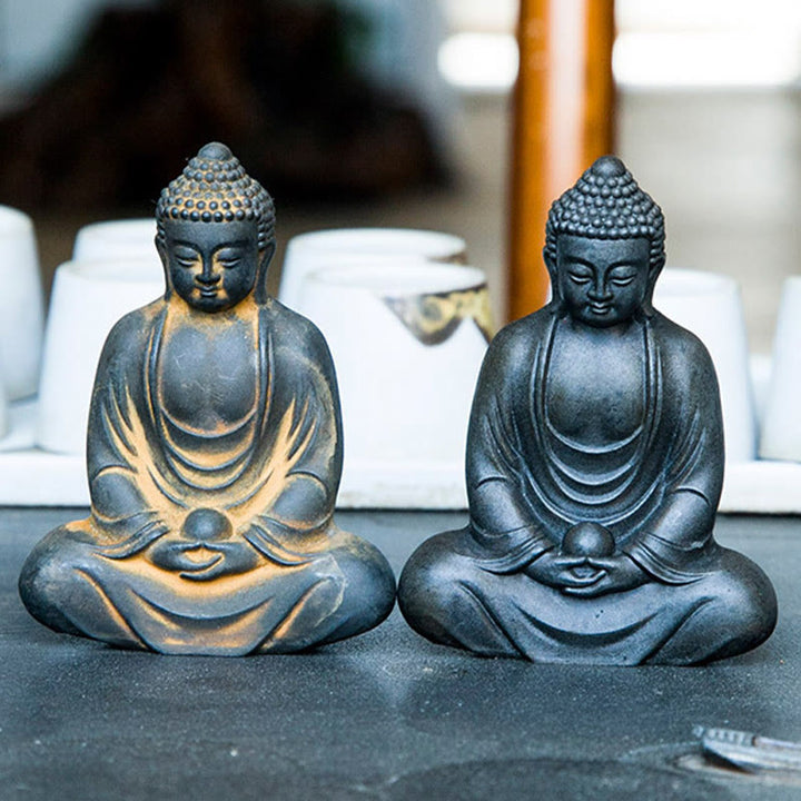 Buddha Stones Tibetischer Meditierender Buddha Eisenpulver Rostguss Harzstatue Gelassenheit Dekoration - image 17