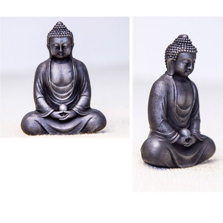 Buddha Stones Tibetischer Meditierender Buddha Eisenpulver Rostguss Harzstatue Gelassenheit Dekoration