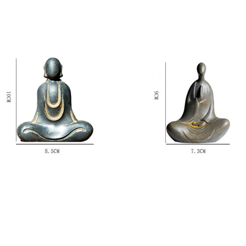 Buddha Stones Tibetische Buddha Eisenpulver Rost Guss Harz Statue Schreibtischdekoration