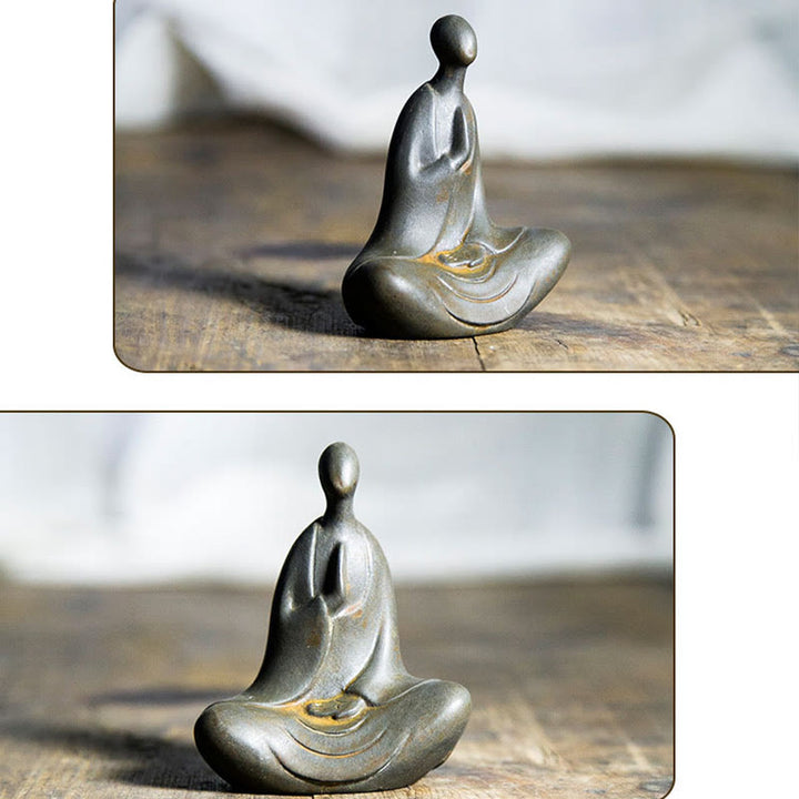 Buddha Stones Tibetische Buddha Eisenpulver Rost Guss Harz Statue Schreibtischdekoration