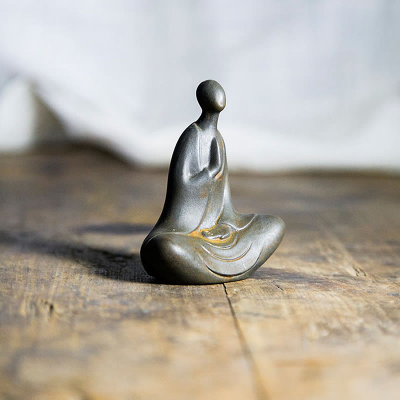 Buddha Stones Tibetische Buddha Eisenpulver Rost Guss Harz Statue Schreibtischdekoration - image 1