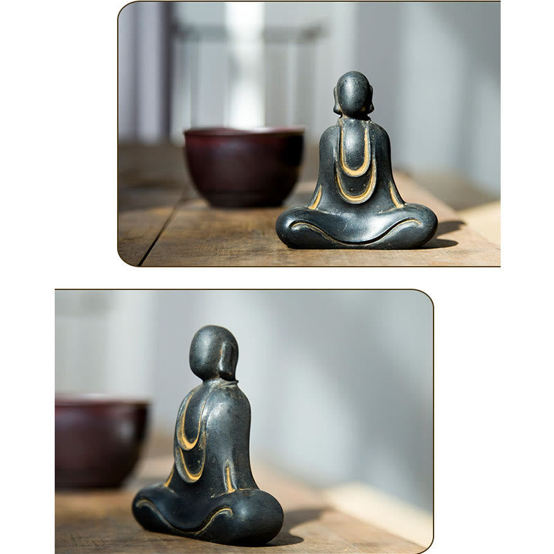 Buddha Stones Tibetische Buddha Eisenpulver Rost Guss Harz Statue Schreibtischdekoration