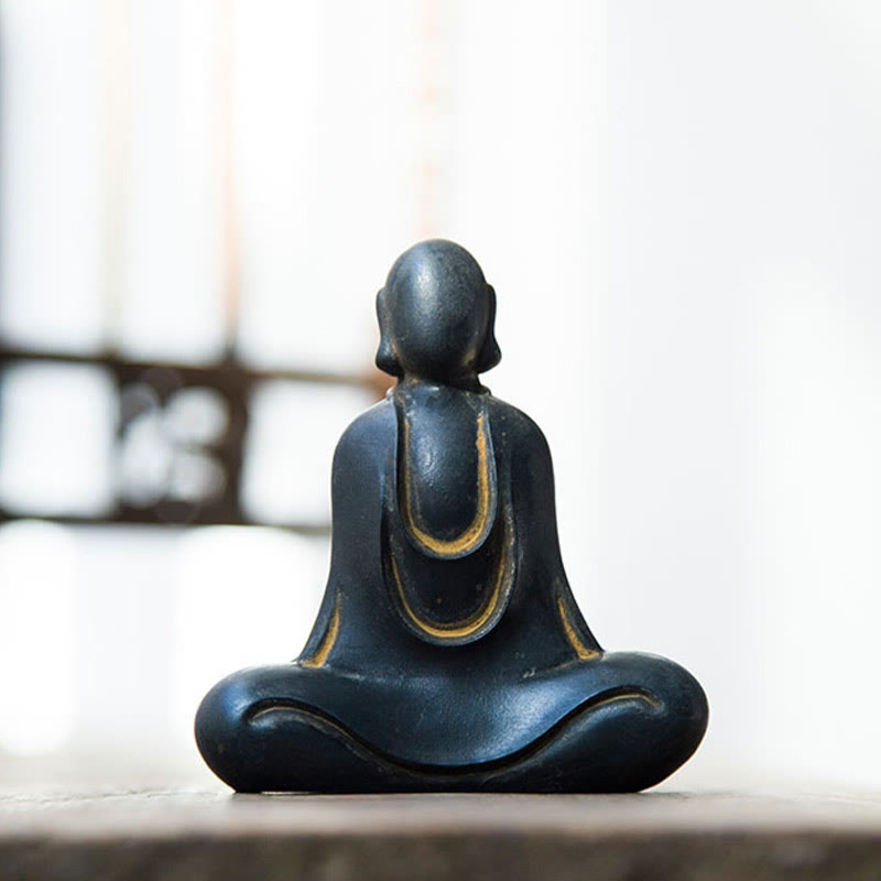 Buddha Stones Tibetische Buddha Eisenpulver Rost Guss Harz Statue Schreibtischdekoration - image 12