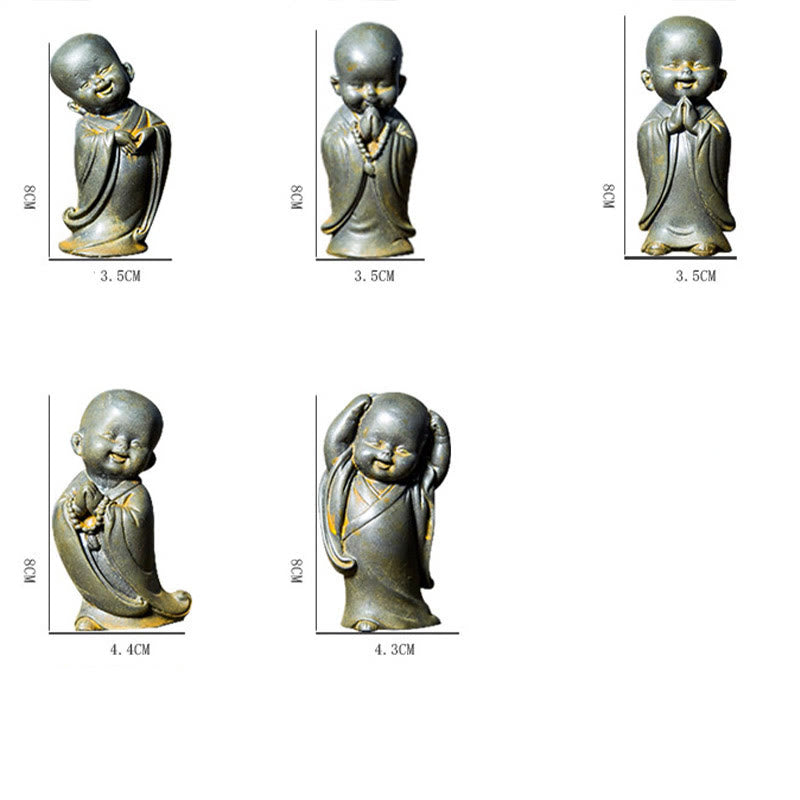 Buddha Stones Kleiner meditierender Mönch Eisenpulver Rost Gießharzstatue Schreibtischdekoration - image 19