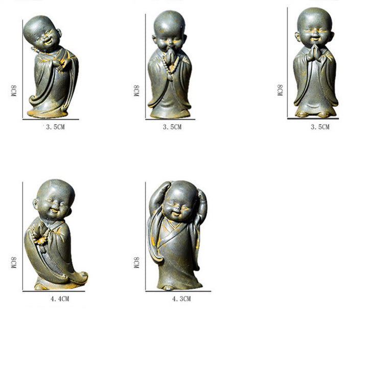 Buddha Stones Kleiner meditierender Mönch Eisenpulver Rost Gießharzstatue Schreibtischdekoration - image 19