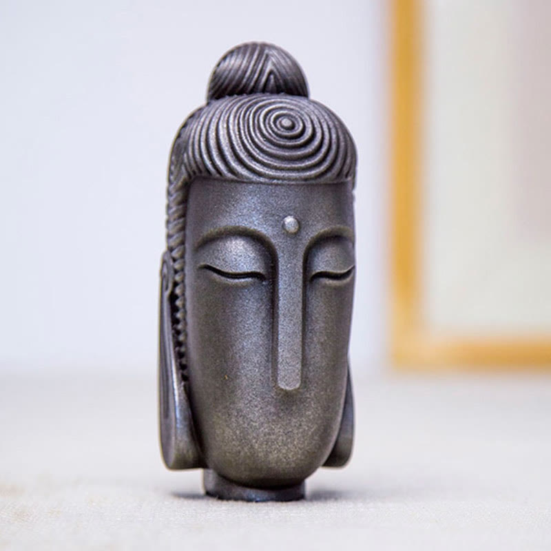 Buddha Stones Geschlossene Augen Meditierende Buddha Eisenpulver Rost Gußharz Statue Heimdekoration