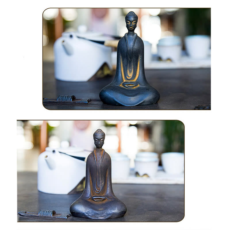 Buddha Stones Handgemachte Sakyamuni Buddha Eisenpulver Rostgegossene Harzstatue Wohnkultur