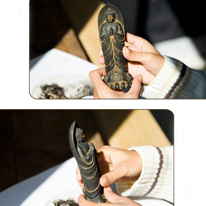 Buddha Stones handgefertigte Sakyamuni Buddha Namaste Eisenpulver Rost gegossenes Harz Statue Dekoration - image 10