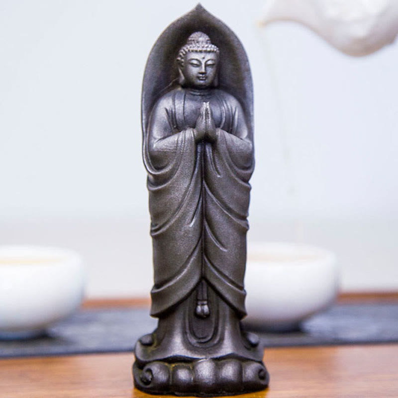 Buddha Stones handgefertigte Sakyamuni Buddha Namaste Eisenpulver Rost gegossenes Harz Statue Dekoration - image 18