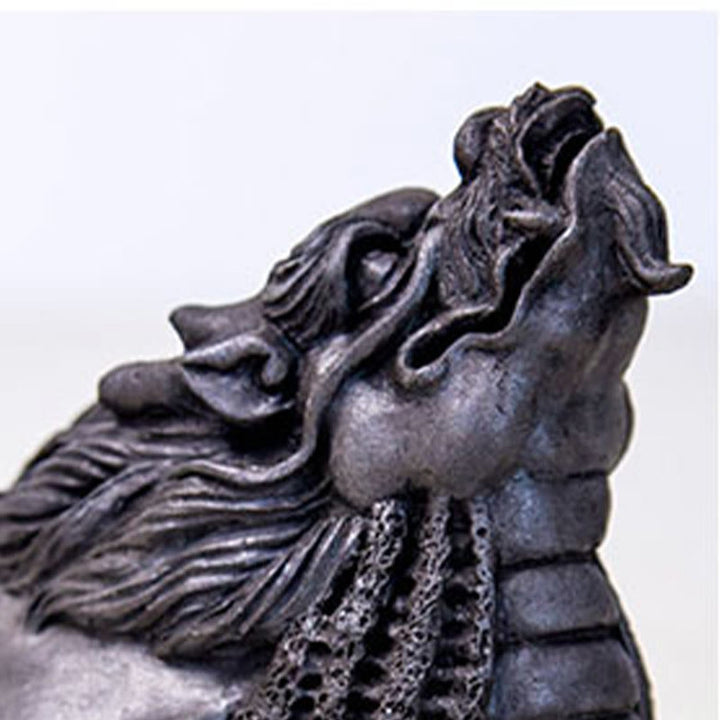 Buddha Stones Handgefertigte Drachenschildkröte Eisenspäne Rostgegossenes Harzstatue Heimdekoration - image 17