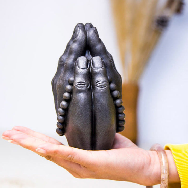 Buddha Stones handgefertigte Buddha-Hand Namaste Eisenpulver Rost Gießharz Statue Dekoration - image 16