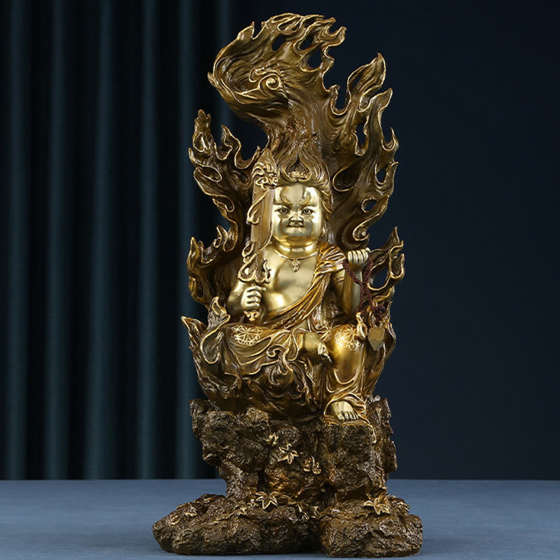 Buddha Stones Acalanatha Buddha Figurine Gelassenheit Kupferstatue Heimopfer Dekoration - Acalanatha Buddha 15*12,5*33cm - image 0
