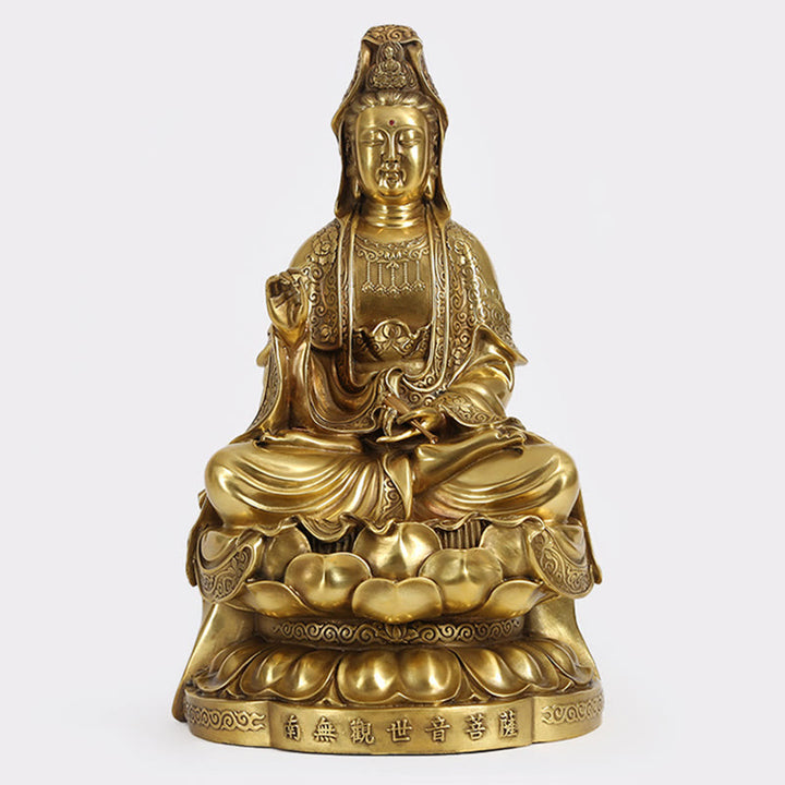 Buddha Stones Kwan Yin Avalokitesvara Wohlstand Messing Kupfer Statue Heimtischdekoration