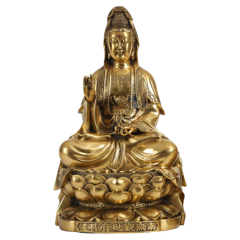 Buddha Stones Kwan Yin Avalokitesvara Wohlstand Messing Kupfer Statue Heimtischdekoration