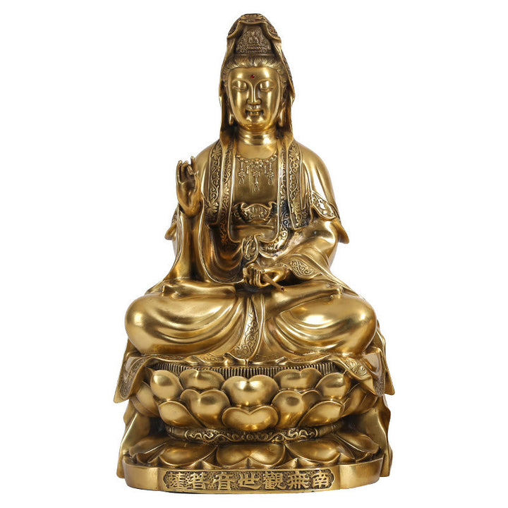 Buddha Stones Kwan Yin Avalokitesvara Wohlstand Messing Kupfer Statue Heimtischdekoration - image 12